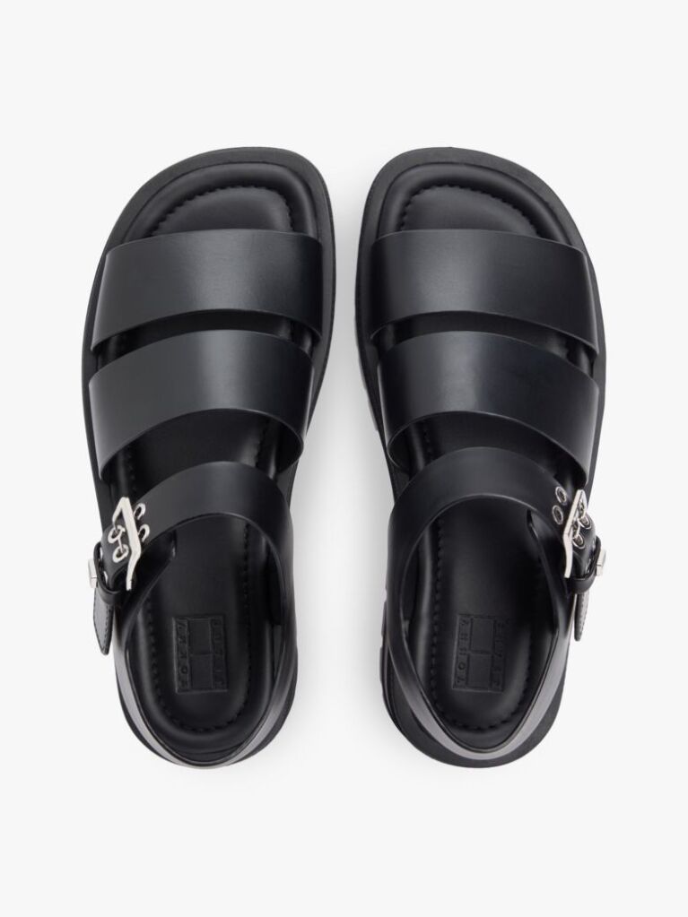 Negru Sandale Din Piele Cu Platforma   Femei