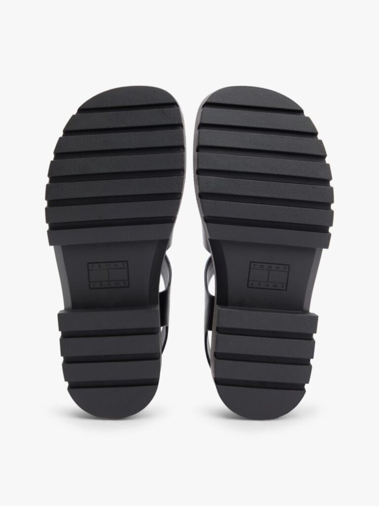 Negru Sandale Din Piele Cu Platforma   Femei