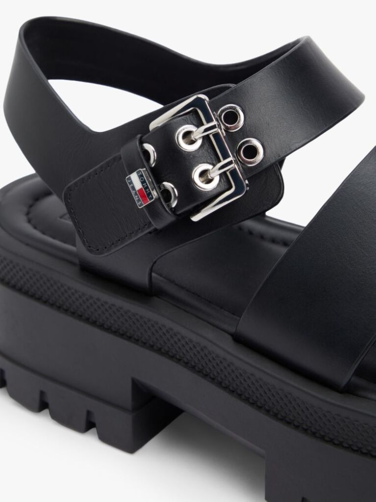 Negru Sandale Din Piele Cu Platforma   Femei