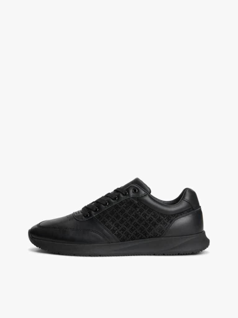 Negru Adidasi Runner Din Piele Cu Mono grama TH  Barbati