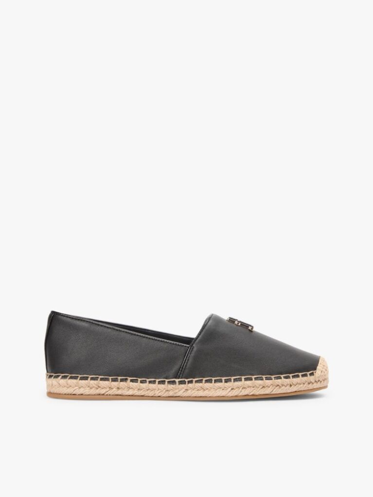Negru Espadrile Din Piele Cu Monograma TH  Femei