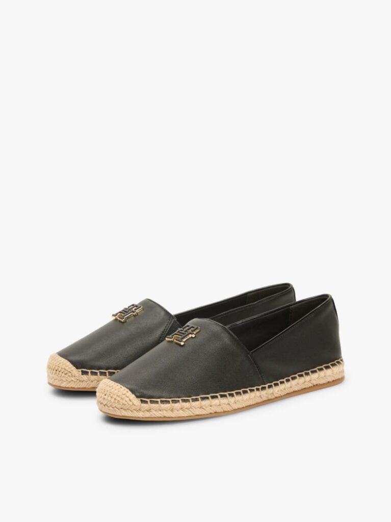 Negru Espadrile Din Piele Cu Monograma TH  Femei