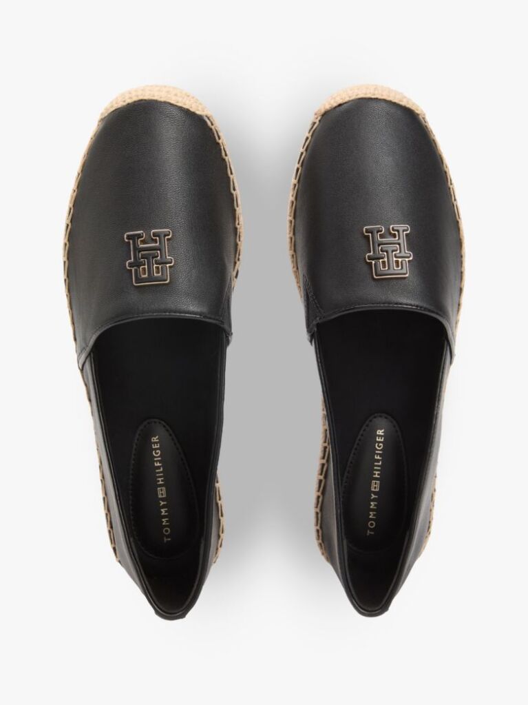 Negru Espadrile Din Piele Cu Monograma TH  Femei