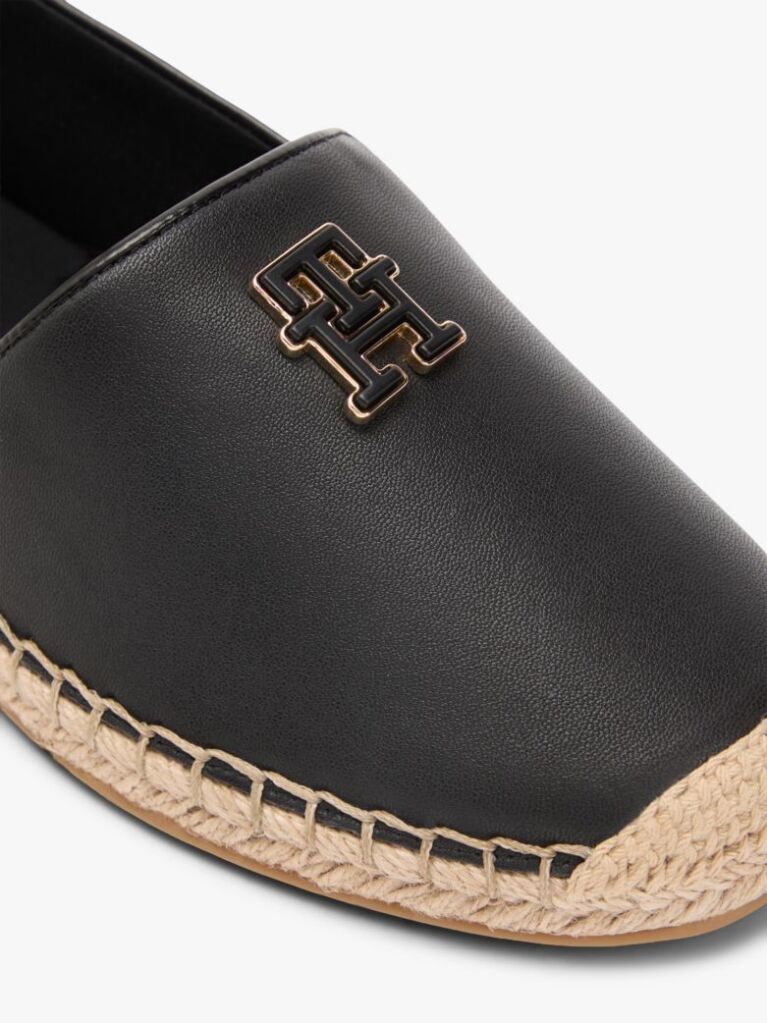Negru Espadrile Din Piele Cu Monograma TH  Femei