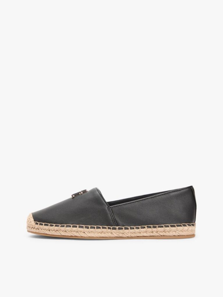 Negru Espadrile Din Piele Cu Monograma TH  Femei