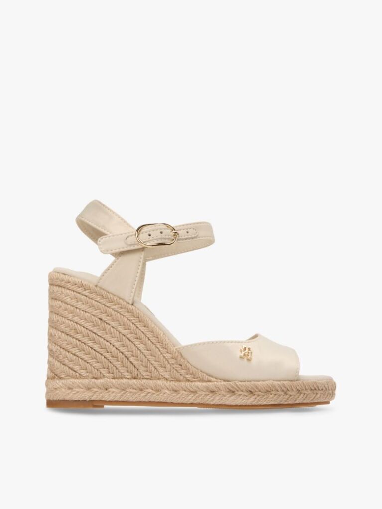 Bej Satin Espadrile Cu Talpa Inalta Si Monogram TH  Femei