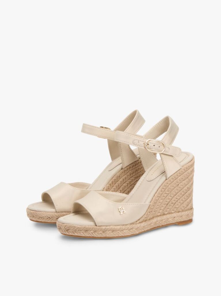 Bej Satin Espadrile Cu Talpa Inalta Si Monogram TH  Femei