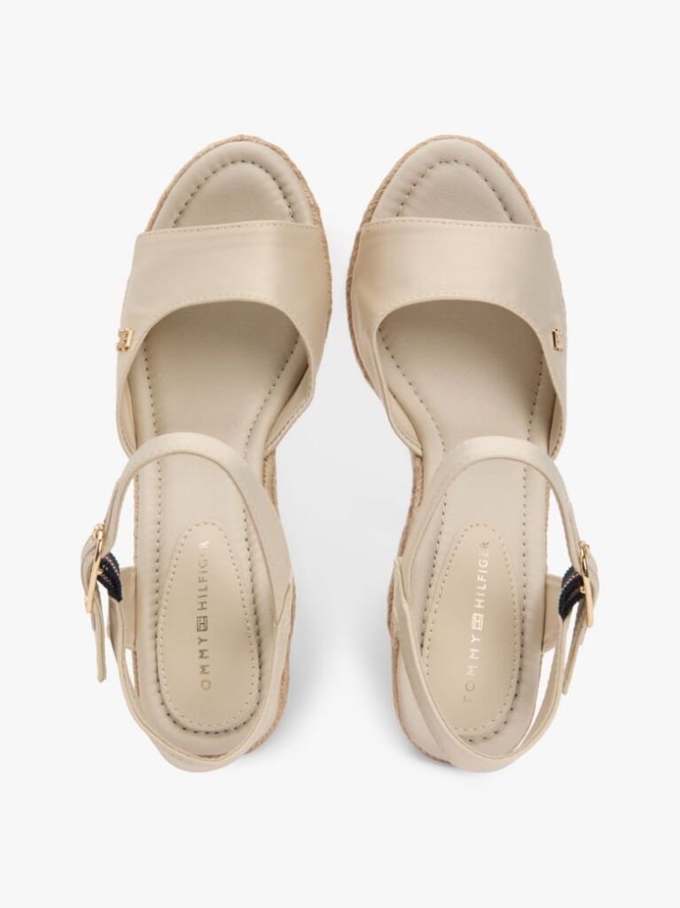 Bej Satin Espadrile Cu Talpa Inalta Si Monogram TH  Femei