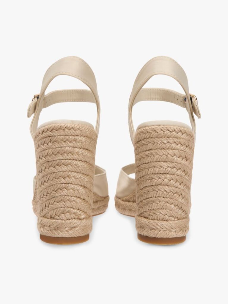Bej Satin Espadrile Cu Talpa Inalta Si Monogram TH  Femei