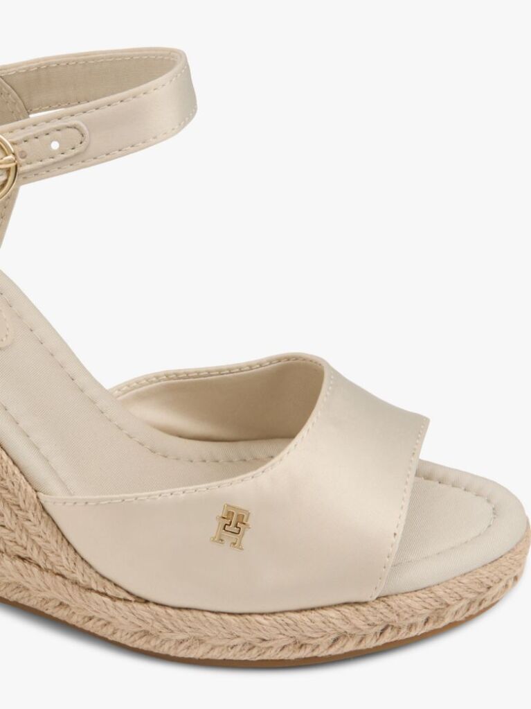 Bej Satin Espadrile Cu Talpa Inalta Si Monogram TH  Femei