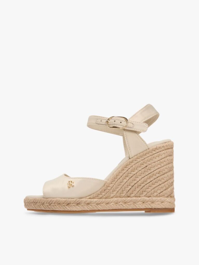Bej Satin Espadrile Cu Talpa Inalta Si Monogram TH  Femei