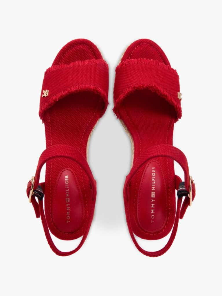 Rosu Espadrile Cu Talpa Inalta Si Monograma TH  Femei