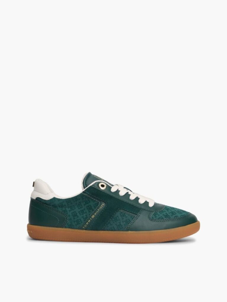 Green Embossed TH Monogram Leather Trainers  Women