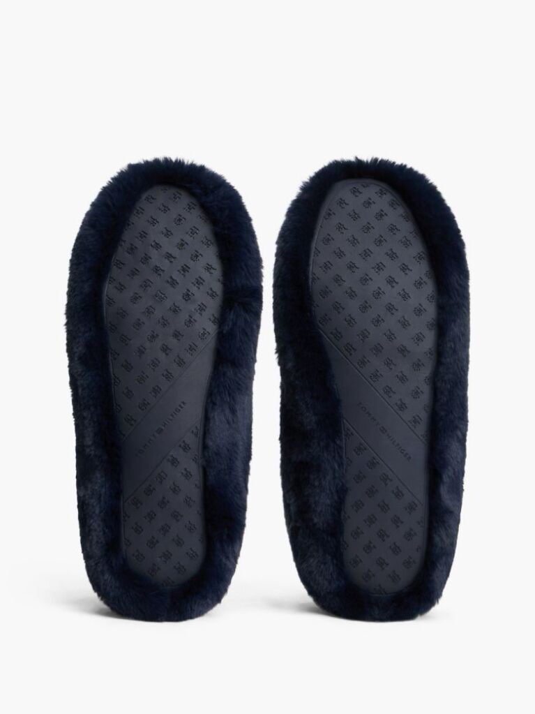 Blue Papuci De Casa Tip Balerini Cu Blana Artificiala  Femei