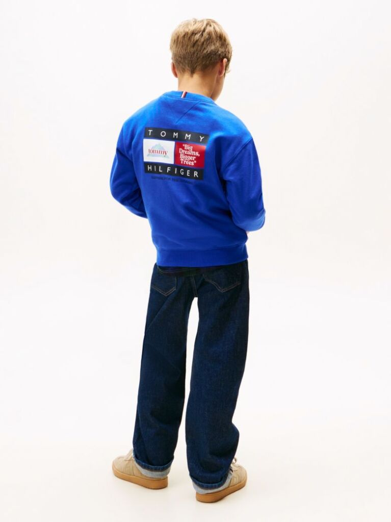 Blue Bluza De Trening Varsity Cu Imprimeu Si Guler Rotund  Baieti