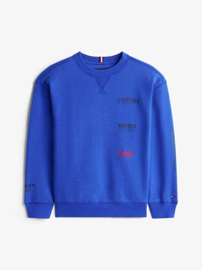 Blue Bluza De Trening Varsity Cu Imprimeu Si Guler Rotund  Baieti