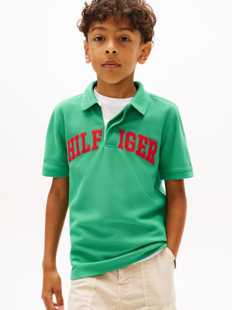Verde Tricou Polo Cu Croiaa Regular Si Textura  Baieti