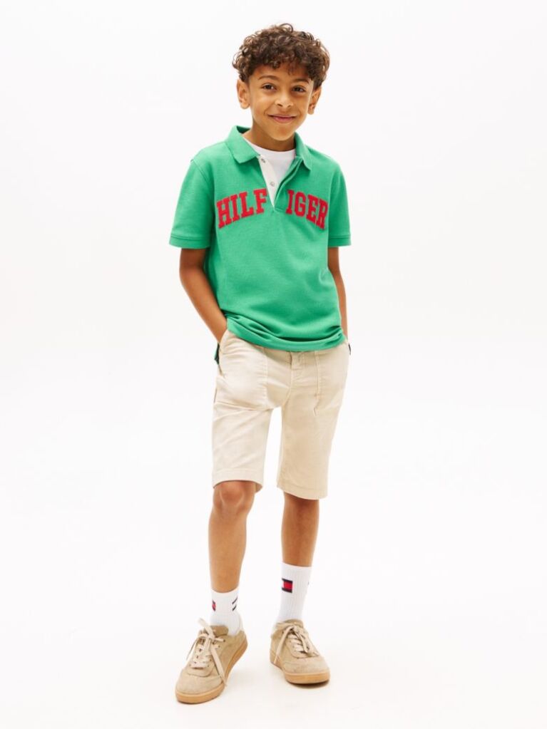 Verde Tricou Polo Cu Croiaa Regular Si Textura  Baieti