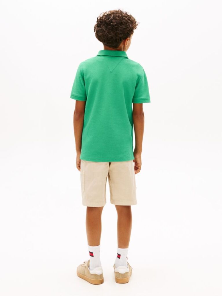 Verde Tricou Polo Cu Croiaa Regular Si Textura  Baieti