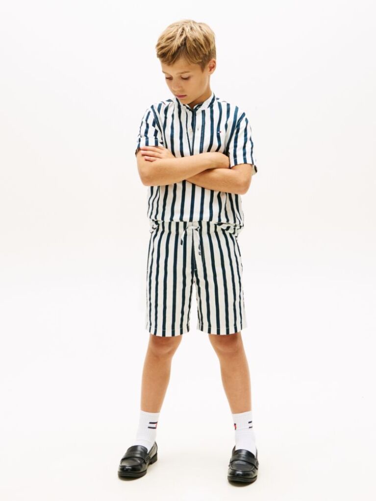 Multi Pantaloni Scurti Relaxed Din Amestec De In Cu Dungi  Baieti