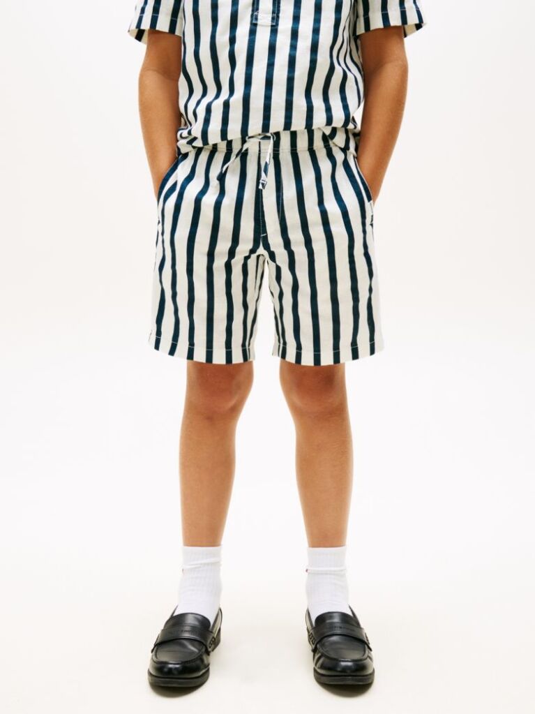 Multi Pantaloni Scurti Relaxed Din Amestec De In Cu Dungi  Baieti
