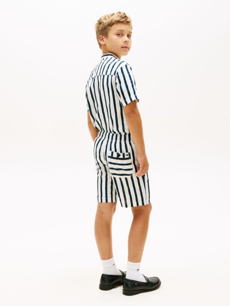 Multi Pantaloni Scurti Relaxed Din Amestec De In Cu Dungi  Baieti