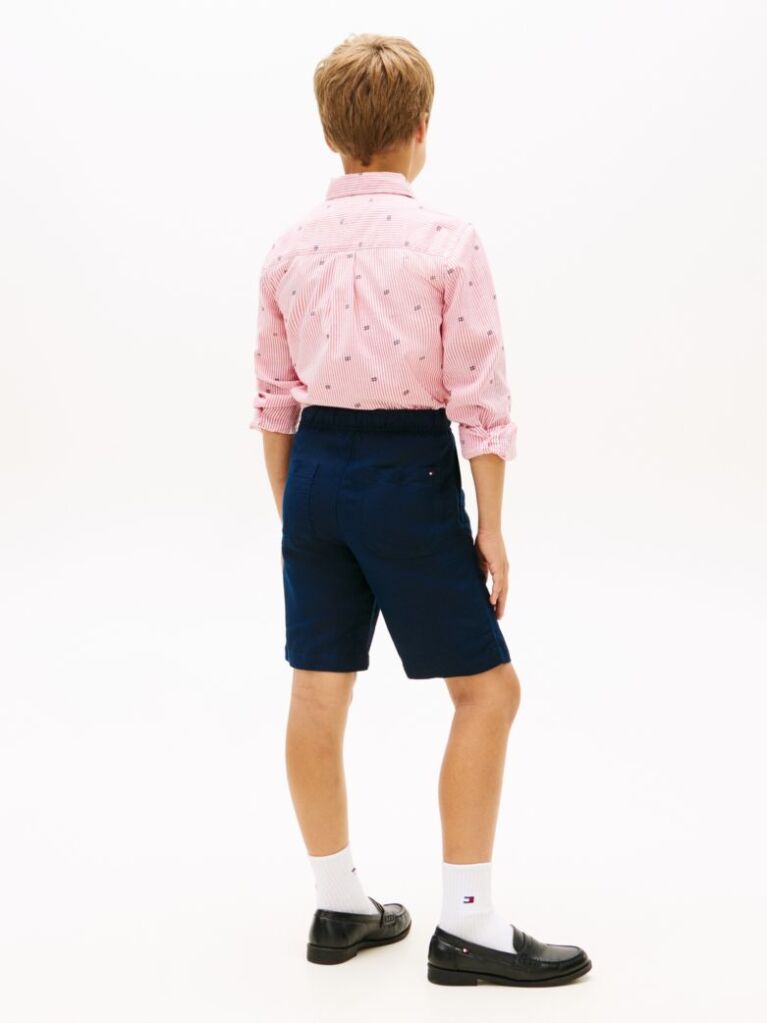 Blue Pantaloni Scurti Relaxed Din Amestec De In  Baieti