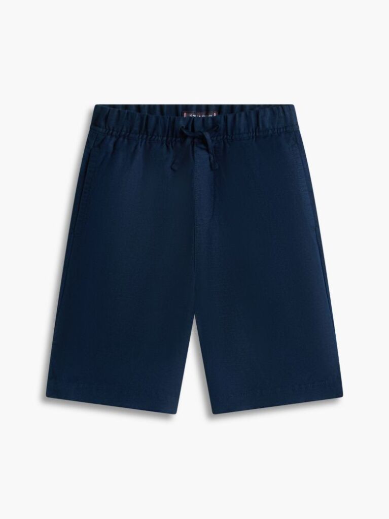 Blue Pantaloni Scurti Relaxed Din Amestec De In  Baieti