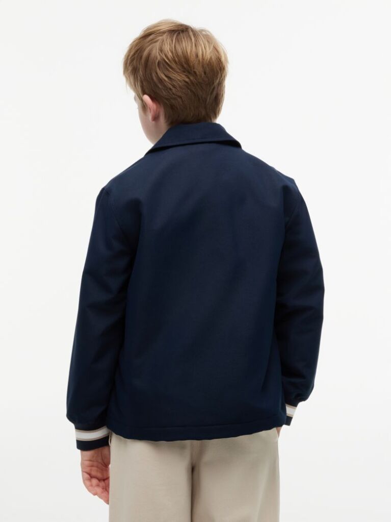 Blue Jacket Coach Cu Croiala Lejera Si Logo  Baieti