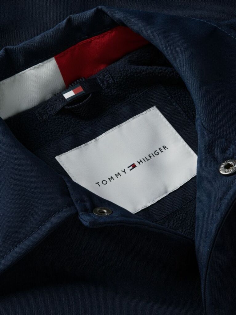 Blue Jacket Coach Cu Croiala Lejera Si Logo  Baieti