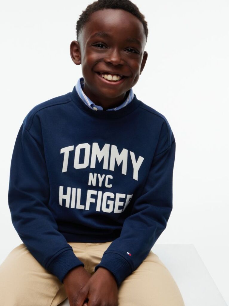 Blue Logo Sueded Crew Neck Sweatshirt  Boys