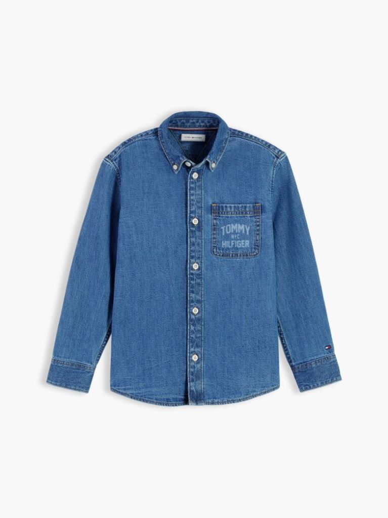 Denim Regular Fit Faded Logo Denim Shirt  Boys