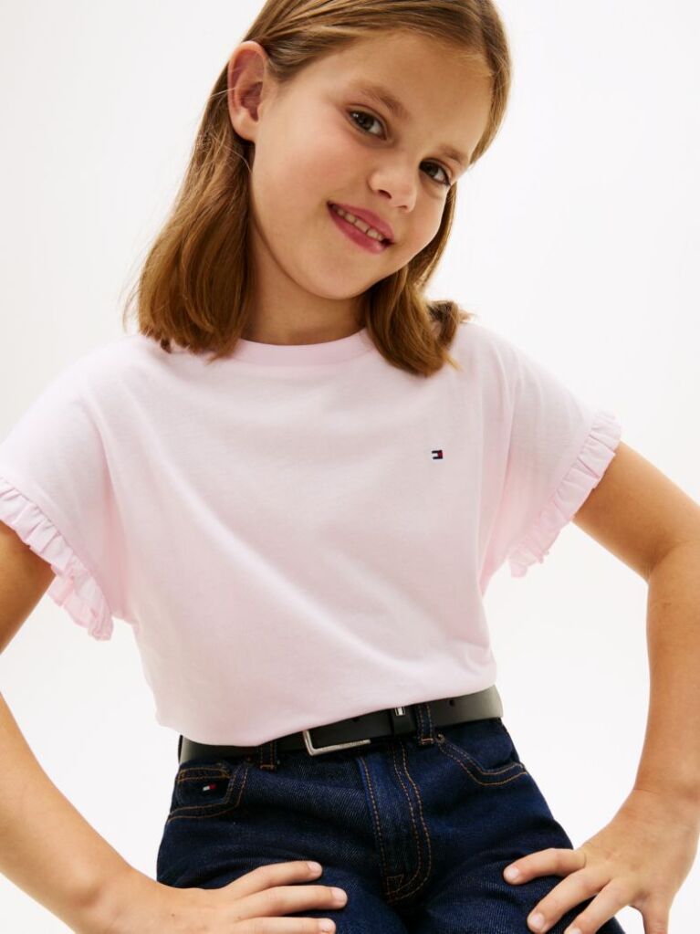 Roz Essential Top Relaxat Cu Maneci Cu Volane  Fete