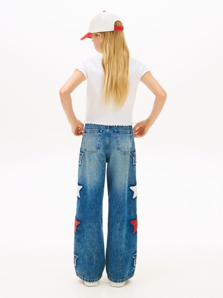 Alb Top Extra Slim Cu Steag In Forma De Stea Brodat  Fete