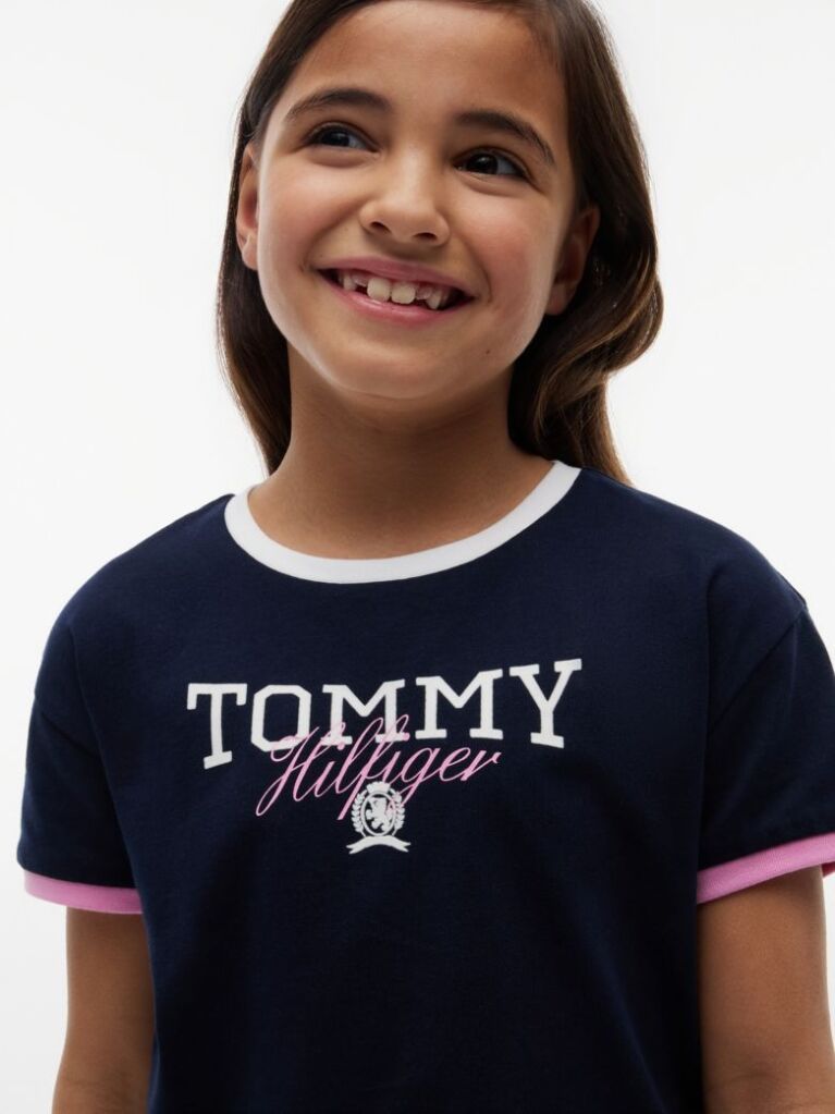Blue T-Shirt Crest Cu Croiala Lejera  Fete