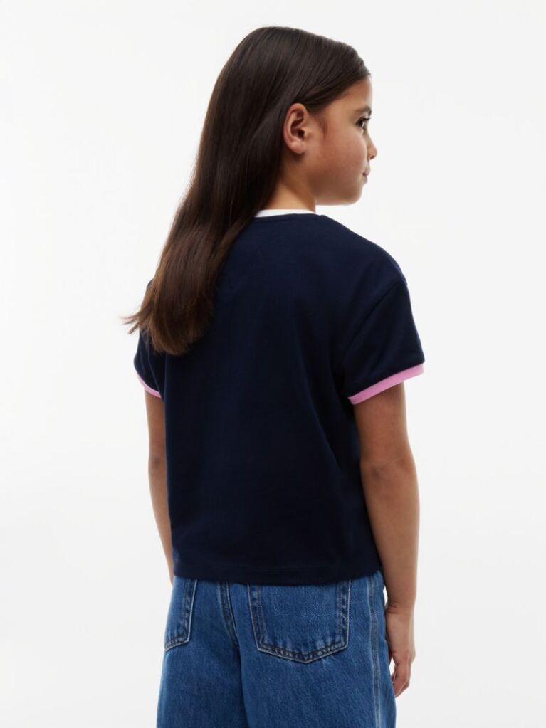 Blue T-Shirt Crest Cu Croiala Lejera  Fete