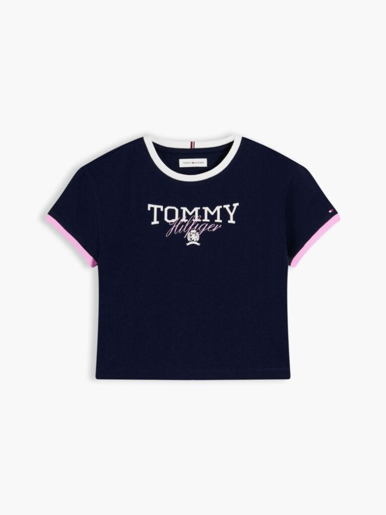 Blue T-Shirt Crest Cu Croiala Lejera  Fete