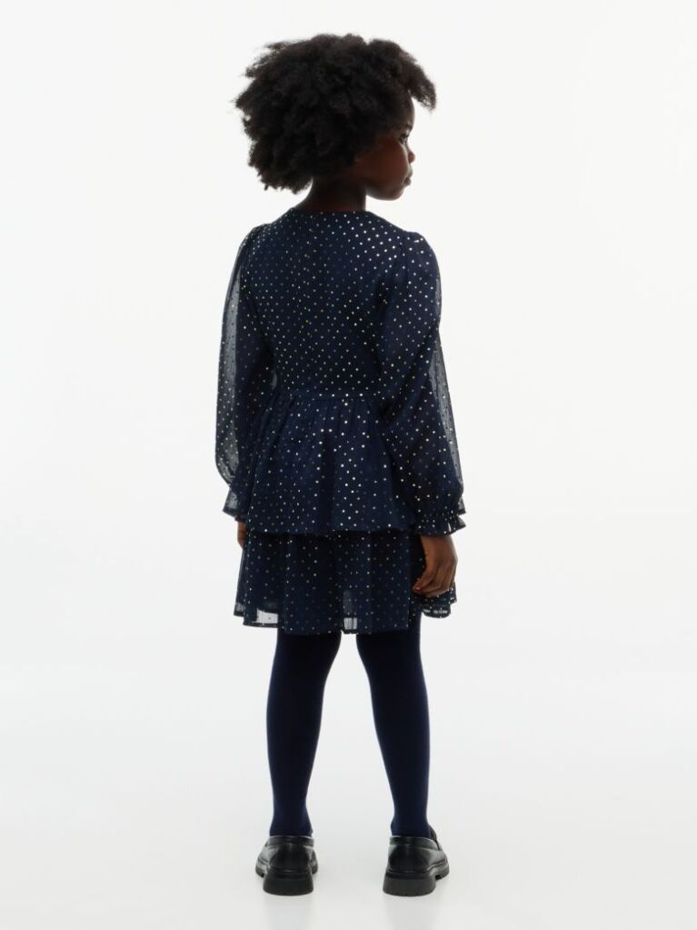 Blue Rochie In Straturi Cu Buline Metalice  Fete
