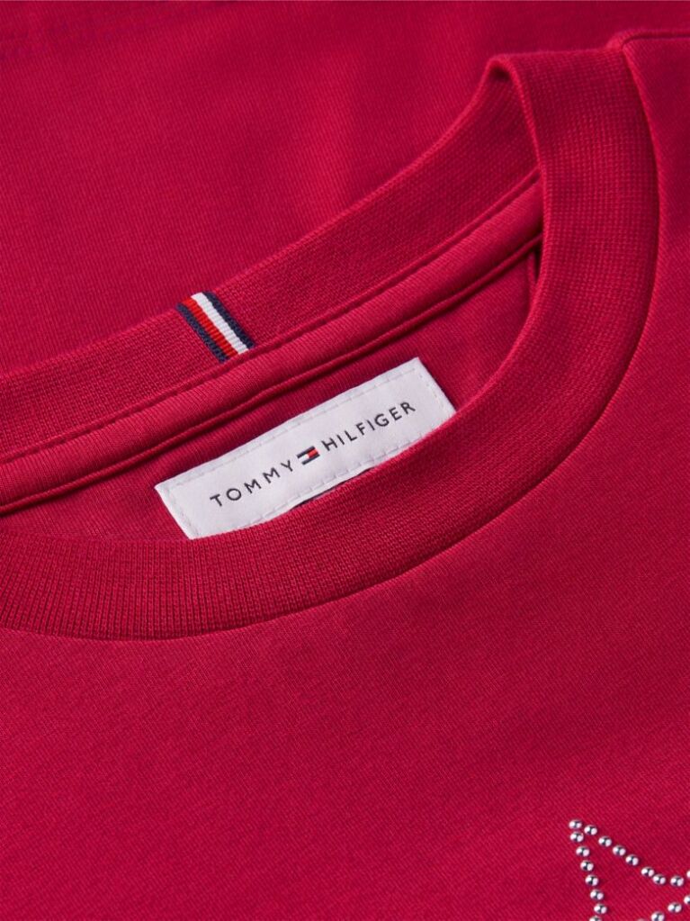 Rosu T-Shirt Extra Slim Cu Maneca Lunga Si Steag  Fete