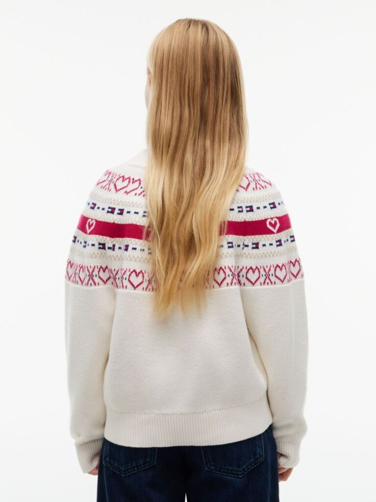 Bej Pulover Intarsia Fair Isle Cu Croiala Lejera  Fete