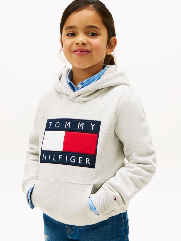 Gri Hanorac Din Terry Heritage Cu Steag  Copii unisex