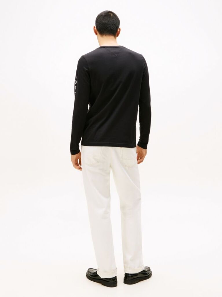 Negru Tricou Cu Maneca Lunga Slim Fit  Barbati