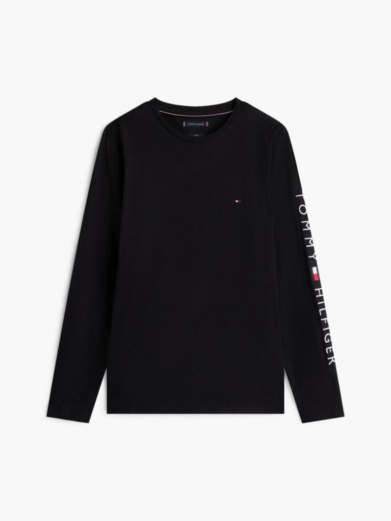Negru Tricou Cu Maneca Lunga Slim Fit  Barbati