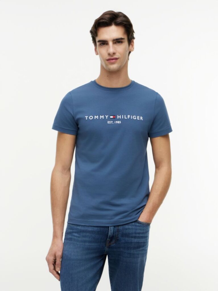 Blue Tricou Slim Fit Cu Logo  Barbati