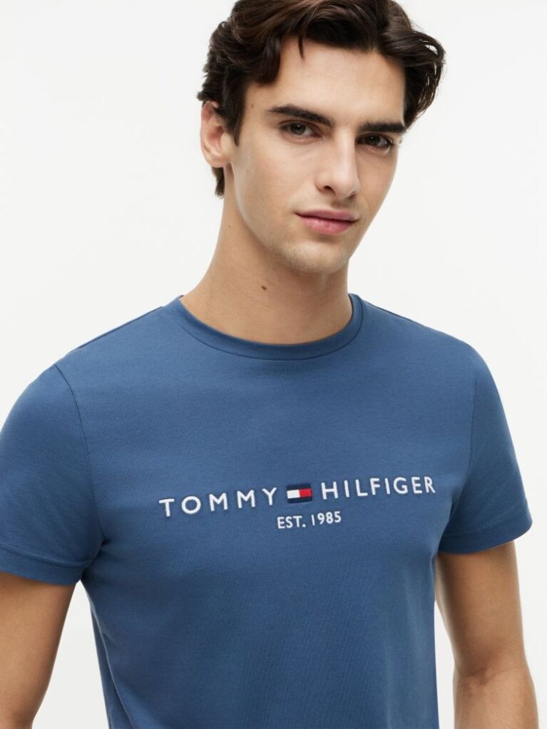 Blue Tricou Slim Fit Cu Logo  Barbati