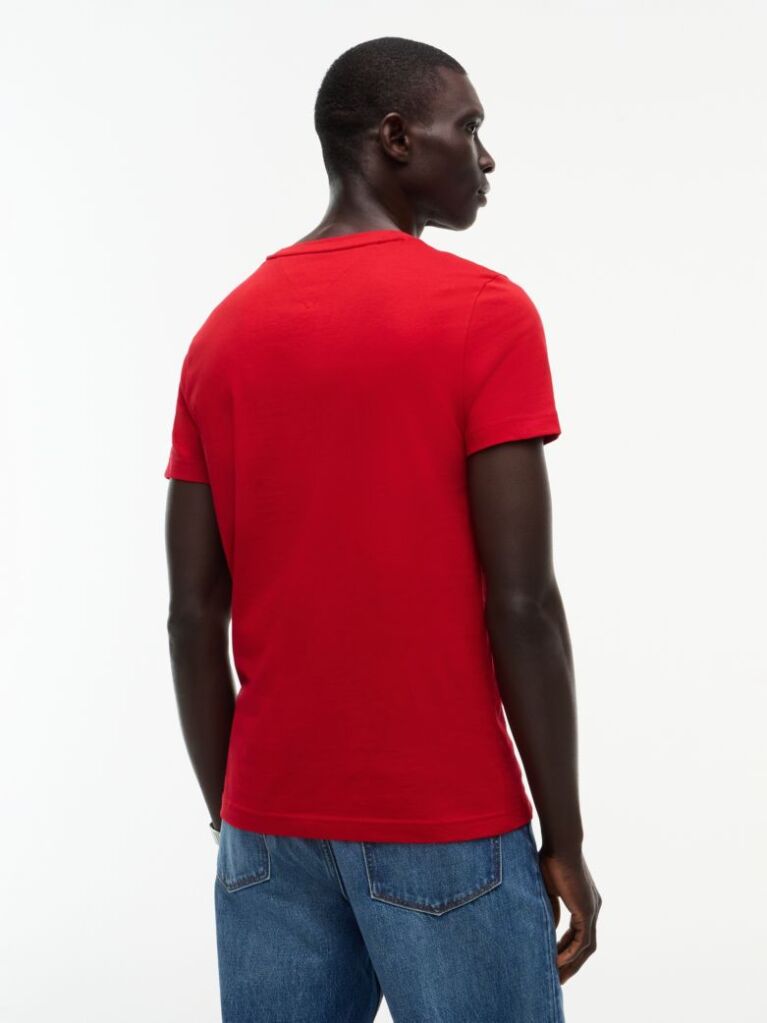 Rosu Tricou Slim Fit Cu Logo  Barbati