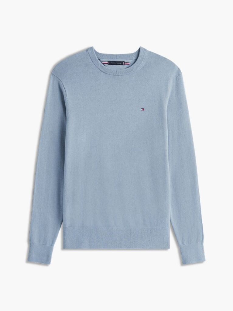 Blue Cotton Cashmere Crew Neck Jumper  Men