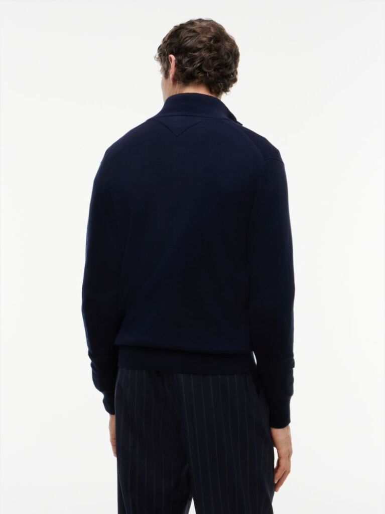 Blue Cardigan Din Bumbac Si Casmir Zip-Thru  Barbati