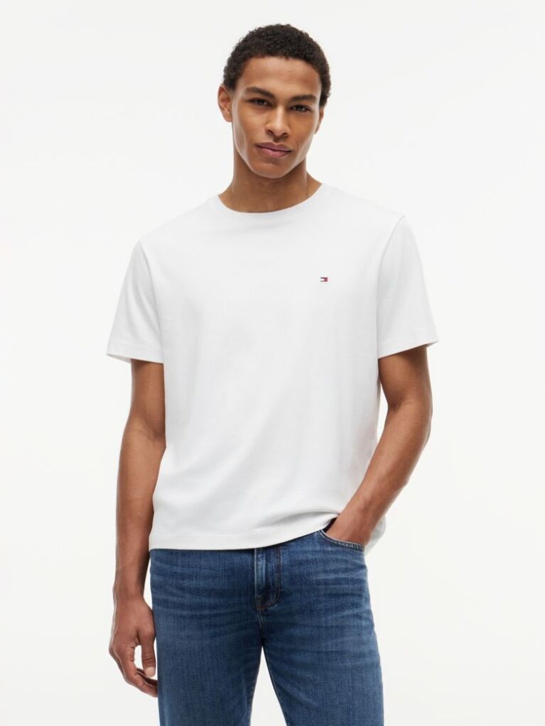 Alb Tricou Din Tricotaj Interlock  Barbati
