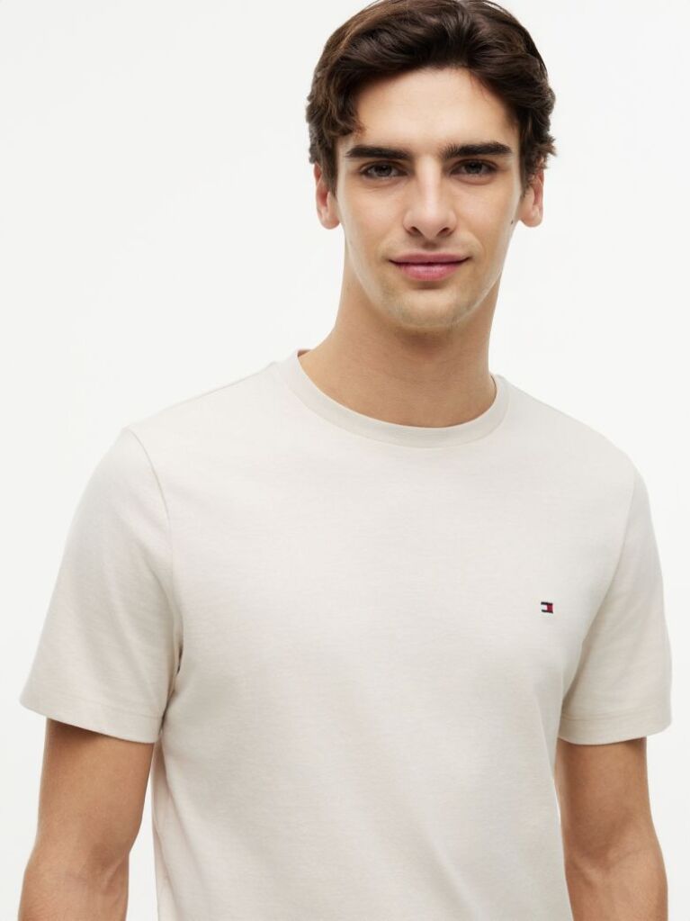 Bej Tricou Cu Broderie Steag  Barbati